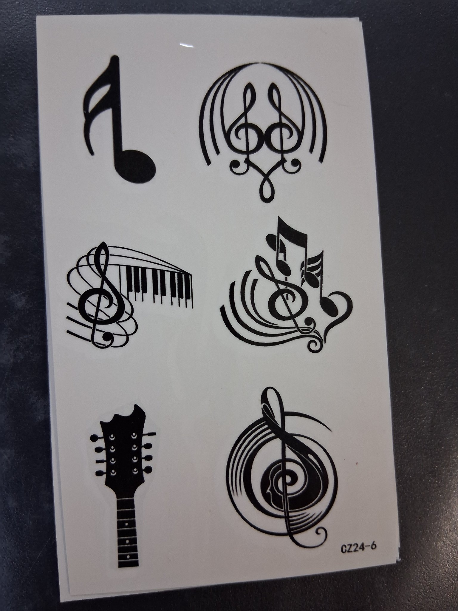 Temporary Tattoo — 39I Music Symbols 6-Pack (CZ24-6)